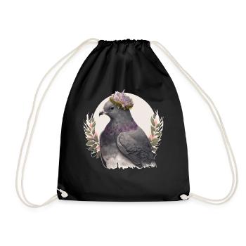 Artistique Pigeon Gris Pigeon Oiseau Fleur Couronne Pet Bi - Sac de sport léger - noir - Devant