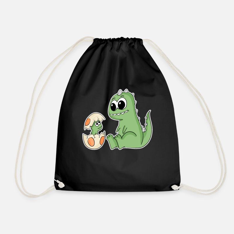 Dinosaurier mit Baby Dinosaurier - Dino - Turnbeutel - Schwarz
