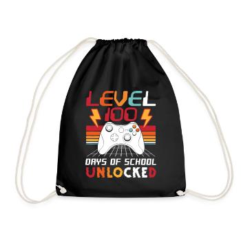 100th Day Video Gamer 100 Days of School Unlocked - Drawstring Bag - black - Front