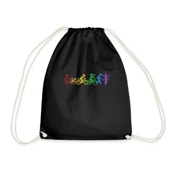 Triathlon LGBT Rainbow Triathlon Bike Triathlete - Drawstring Bag - black - Front