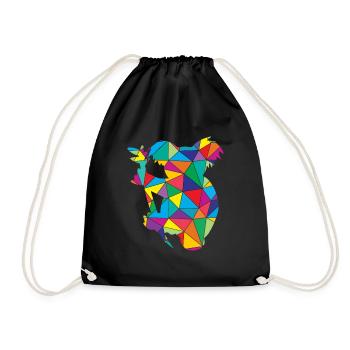 Koala Polygon Wild Animal - Drawstring Bag - black - Front