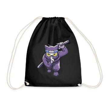 Cat Ninja Japan Kitsune Style Japanese Samurai - Turnbeutel - Schwarz - Vorne