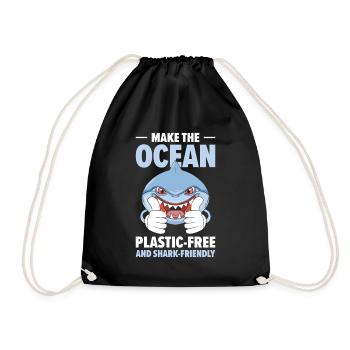 World Wildlife Day Shark Animal Welfare Marine - Drawstring Bag - black - Front