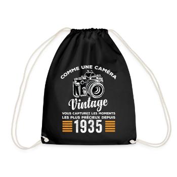 Caméra vintage 1935 cadeau anniversaire humour - Sac de sport léger - noir - Devant