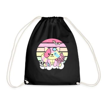 Kawaii Gothic Raccoon Pastel Gothic - Drawstring Bag - black - Front