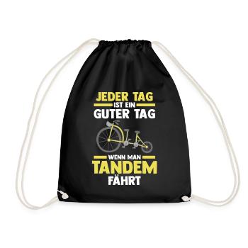 Fahrrad Radfahrer Tandem - Turnbeutel - Schwarz - Vorne