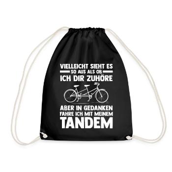 Fahrrad Radfahrer Tandem - Turnbeutel - Schwarz - Vorne