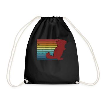Retro Langhaar Kurzschwanz Langschwanz Züchter - Turnbeutel - Schwarz - Vorne