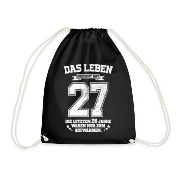 27. Geburtstag Geschenk Das Leben Beginnt Mit 27 - Turnbeutel - Schwarz - Vorne