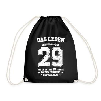 29. Geburtstag Geschenk Das Leben Beginnt Mit 29 - Turnbeutel - Schwarz - Vorne