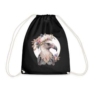 Mignon Vautour Oiseau Fleur Couronne Floral Oiseaux Exotiques - Sac de sport léger - noir - Devant