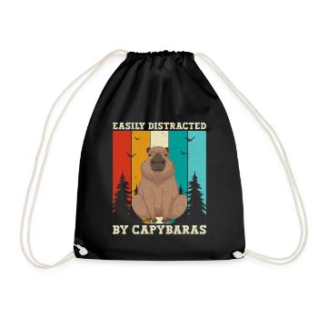 Retro Easily Distracted by Capybaras Capybara - Turnbeutel - Schwarz - Vorne