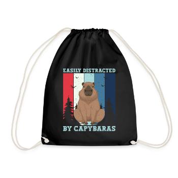 Retro Easily Distracted by Capybaras Capybara - Turnbeutel - Schwarz - Vorne