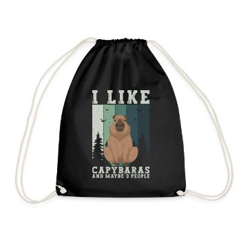 I like Capybaras and Maybe 3 People - Capybara - Drawstring Bag - black - Front