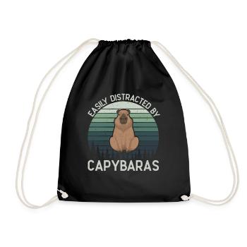 Retro Easily Distracted by Capybaras Capybara - Turnbeutel - Schwarz - Vorne