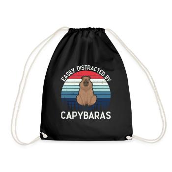Retro Easily Distracted by Capybaras Capybara - Turnbeutel - Schwarz - Vorne