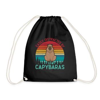 Retro Easily Distracted by Capybaras Capybara - Turnbeutel - Schwarz - Vorne