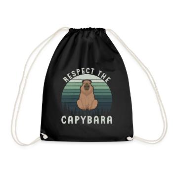 Retro Respect the Capybara - Capybara Fans - Turnbeutel - Schwarz - Vorne