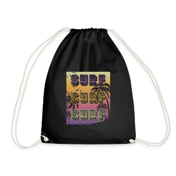 SURF SURF SURF Sunset Design für den Sommer - Turnbeutel - Schwarz - Vorne