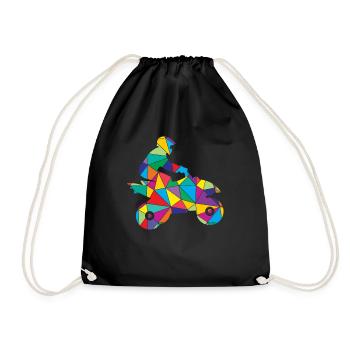 Low Poly All Terrain Polygon Quad Riding - Drawstring Bag - black - Front