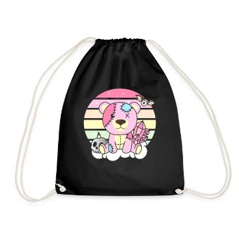 Kawaii Gothic Bear Pastel Gothic Goth - Drawstring Bag - black - Front