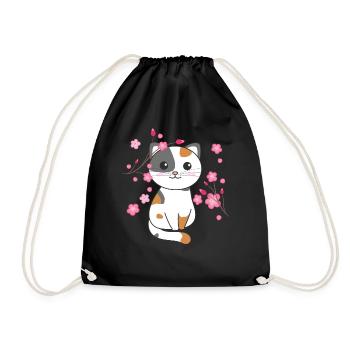 Chat animaux mignons pour enfants kawaii - Sac de sport léger - noir - Devant