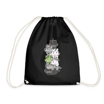 Agender Flag Pride LGBTQ Cute Unicorn Stack - Drawstring Bag - black - Front