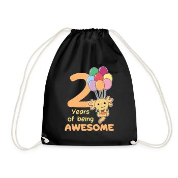 Axolotl pour les enfants de 2ème anniversaire deux ans - Sac de sport léger - noir - Devant