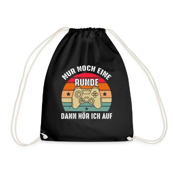 Just one more round of gaming gamer controllers - Drawstring Bag - black - Front