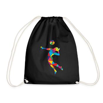 Volleyball Polygon Low Poly Volleyball Player - Drawstring Bag - black - Front