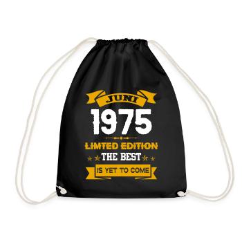 Juni 1975 Geburtstagsgeschenk - Turnbeutel - Schwarz - Vorne
