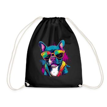 Französische Bulldogge Hund Mops - Turnbeutel - Schwarz - Vorne