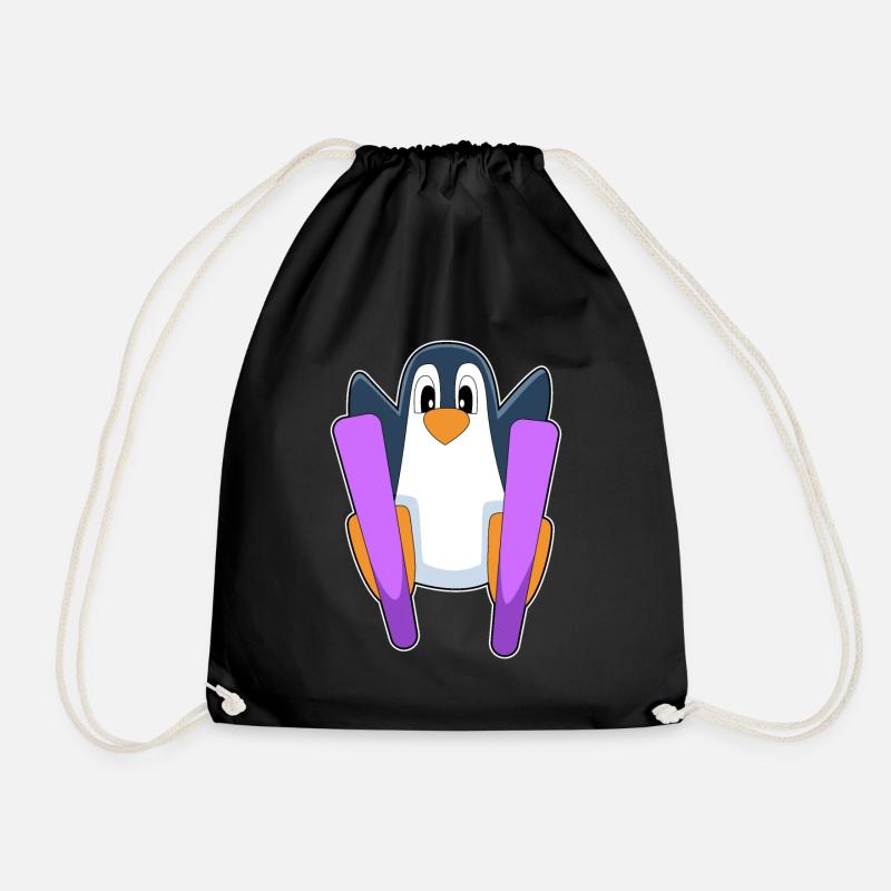 Pinguin Skifahrer Ski - Turnbeutel - Schwarz