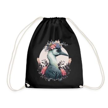 Aquarelle Grue Oiseau Fleur Couronne Floral Oiseau Wat - Sac de sport léger - noir - Devant