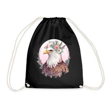 Oiseaux De Proie Fleur Pygargue à Tête Blanche Couronne Floral Birdi - Sac de sport léger - noir - Devant
