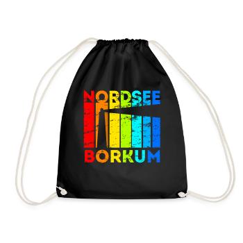 Borkum Nordsee Ostfriesische Insel Geschenk - Turnbeutel - Schwarz - Vorne