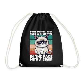 Cat Some People Just Need A High Five In The Face - Turnbeutel - Schwarz - Vorne