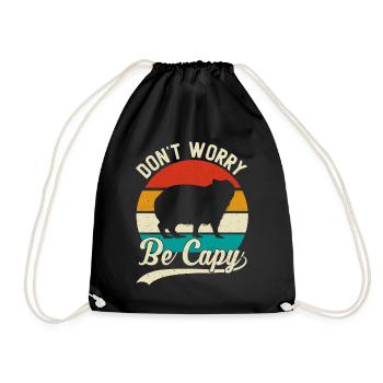 Retro Don't Worry Be Capy - Capybaras Capybara - Drawstring Bag - black - Front