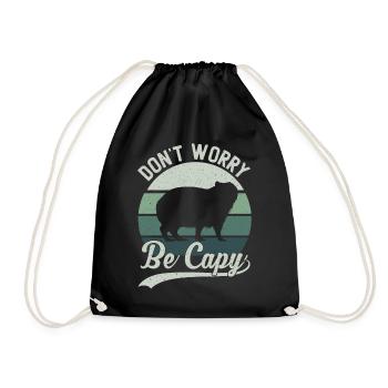 Retro Don't Worry Be Capy - Capybaras Capybara - Drawstring Bag - black - Front