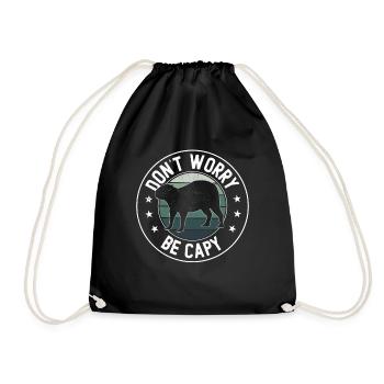 Retro Don't Worry Be Capy - Capybaras Capybara - Drawstring Bag - black - Front
