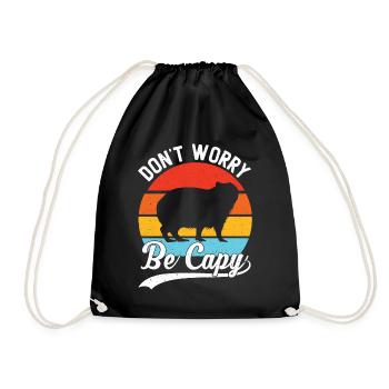 Retro Don't Worry Be Capy - Capybaras Capybara - Drawstring Bag - black - Front
