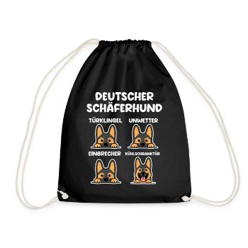 Hund Schäferhund - Turnbeutel - Schwarz - Vorne