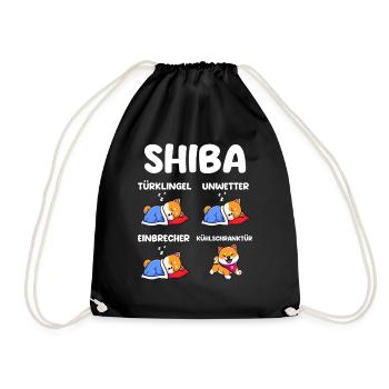 Hund Shiba Inu - Turnbeutel - Schwarz - Vorne