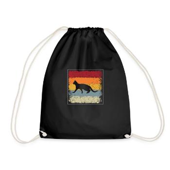 Katze Retro - Turnbeutel - Schwarz - Vorne