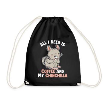 Coffee and my Chinchilla Longtail Longhair - Drawstring Bag - black - Front