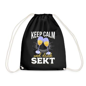 KEEP CALM and drink Sekt - Mädelsabend Pegel - Drawstring Bag - black - Front