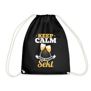KEEP CALM and drink Sekt - Mädelsabend Pegel - Drawstring Bag - black - Front