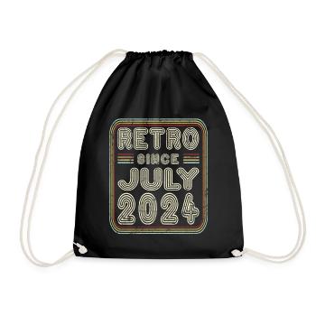 Birthday July 2024 Retro Gift - Drawstring Bag - black - Front