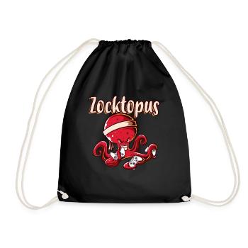 Gaming Octopus Gaming Tintenfisch Zocktopus - Turnbeutel - Schwarz - Vorne