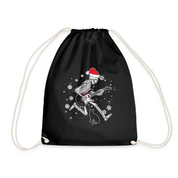 Skeleton Guitar Cat - Drawstring Bag - black - Front